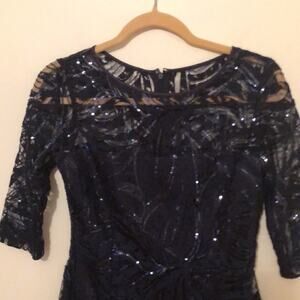 Navy Blue  Y2K Whimsigoth Lace and Sequin Dress  4P
